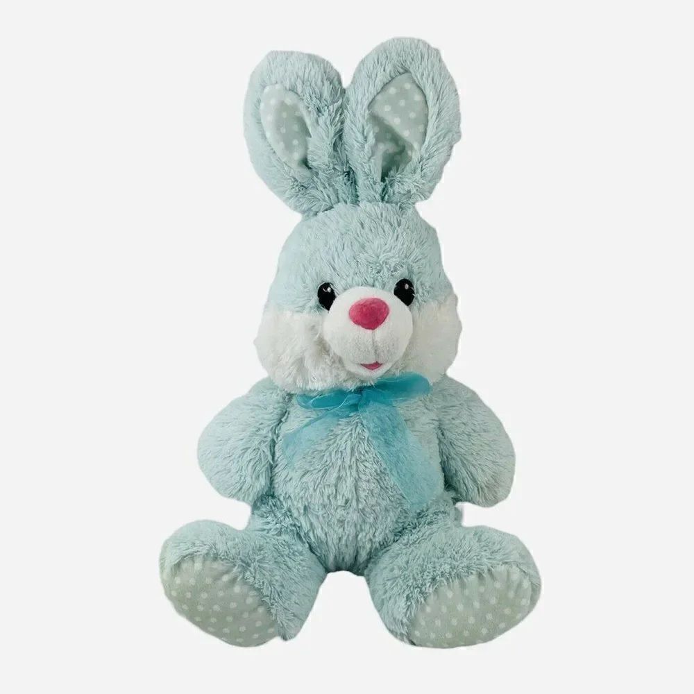 2016 Dan Dee 21" Teal Easter Bunny Rabbit Plush Polka Dots Hoppy Hopster Fuzzy